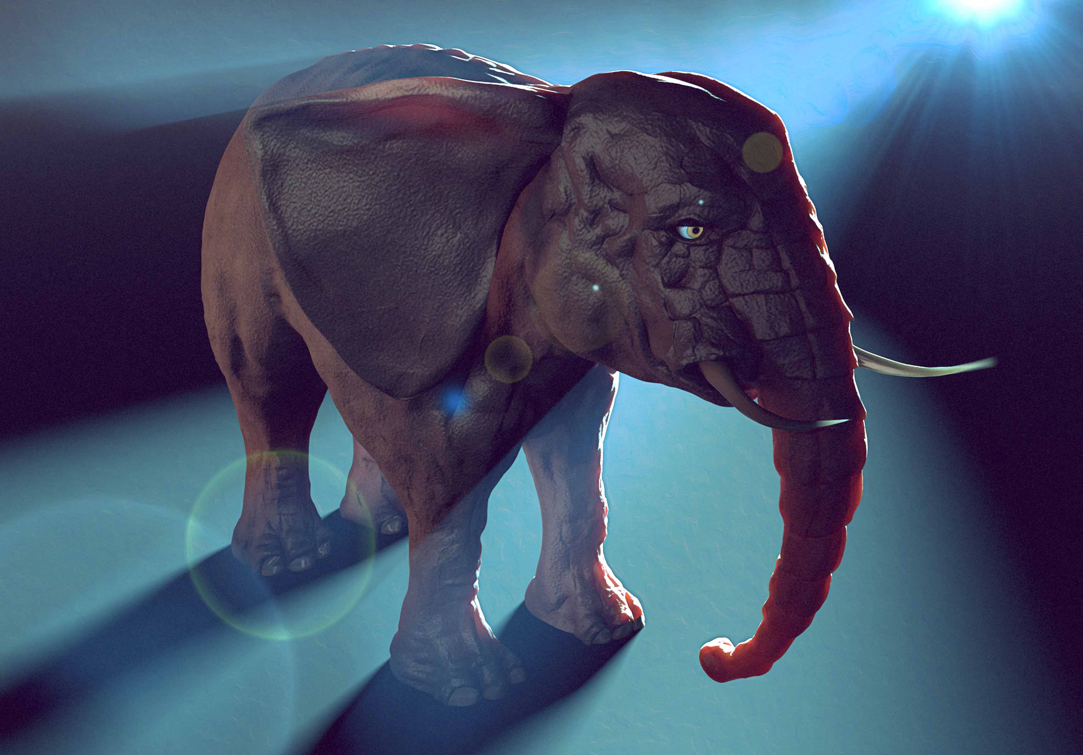 African elephant 3D render Cinema 4d Subsurface scattering sculpting dark